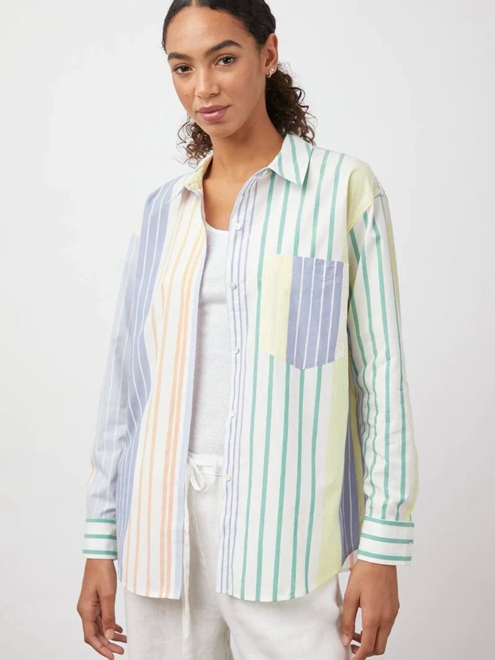 Rails Arlo Striped Button-Down Shirt in Pastel Multi-Stripe